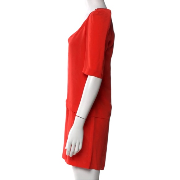 MAJE Hebrides Silk Georgette Mini Dress in Vibrant Orange Size Small - Picture 3 of 8
